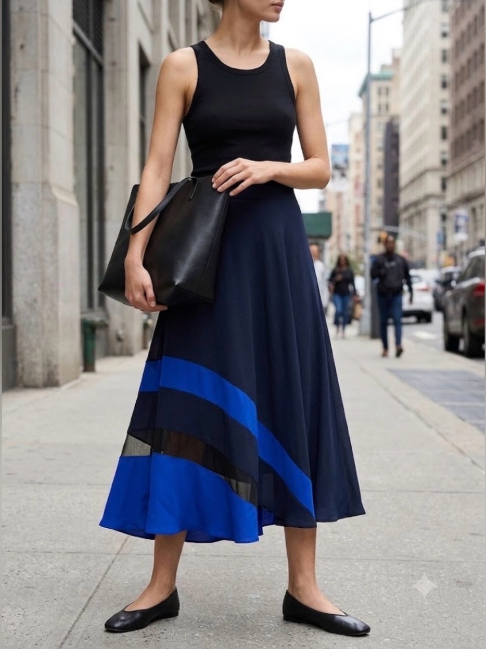 Milly Navy Blue Meah Silk Midi Maxi Skirt Size 2 EUC Classic Minimalist